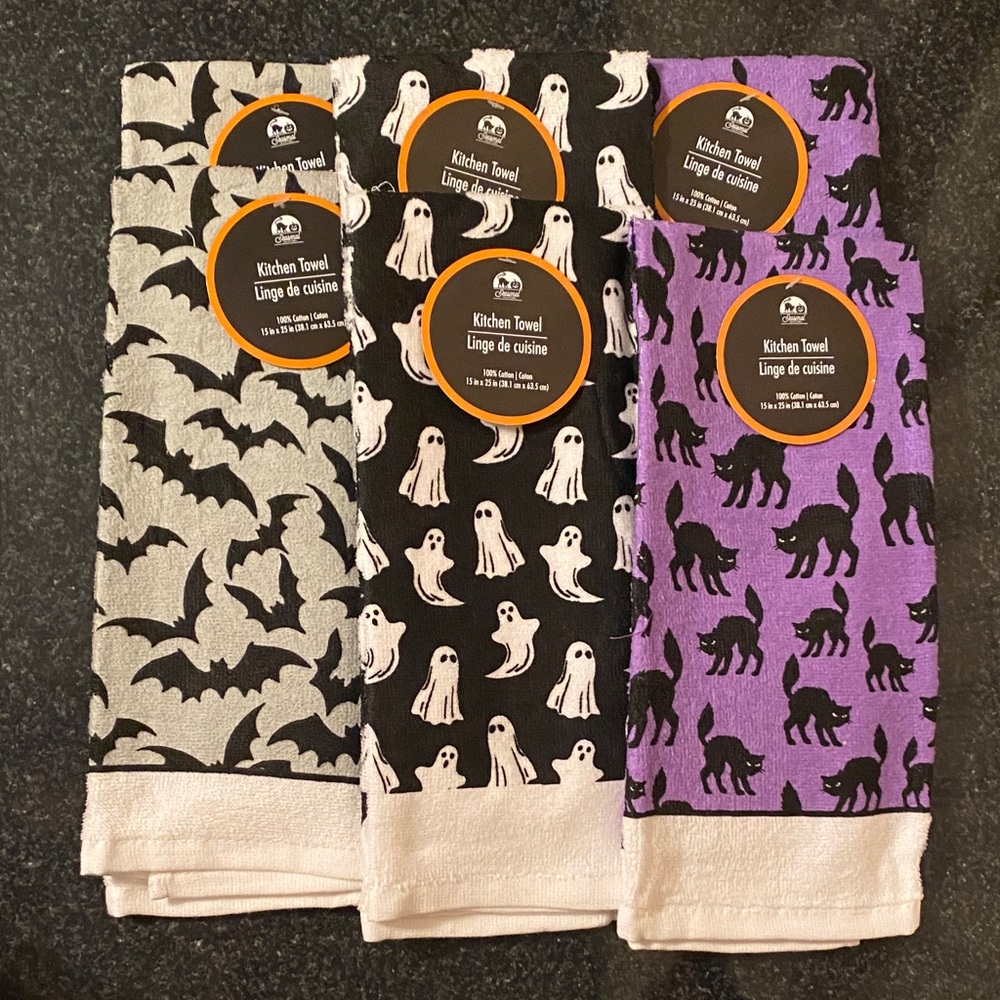 100% Cotton Halloween Kitchen Towel Set Of 6